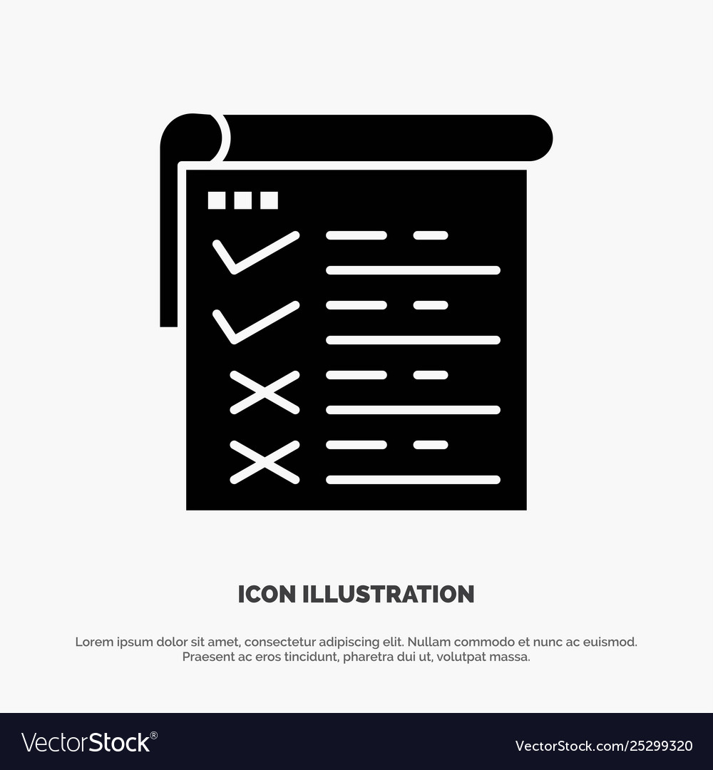 Checklist testing report qa solid black glyph icon vector image Checklist testing report qa solid black glyph icon