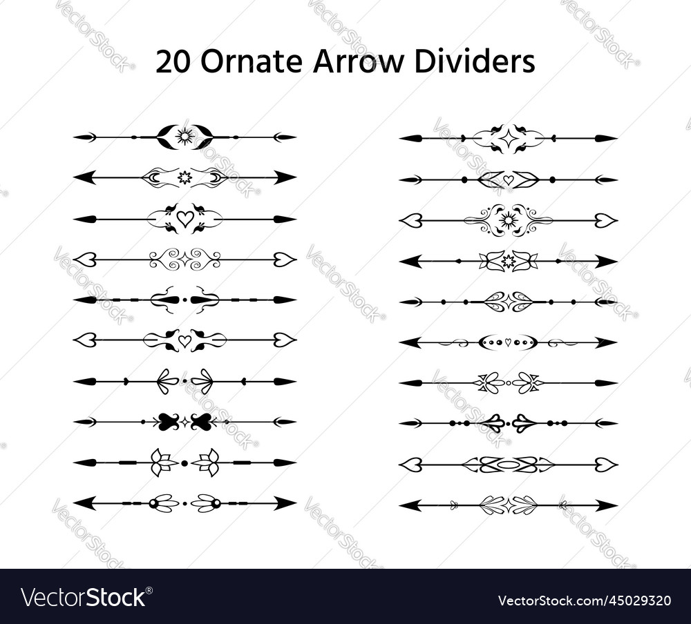 Decorative arrows text dividers vignettes vector image Decorative arrows text dividers vignettes