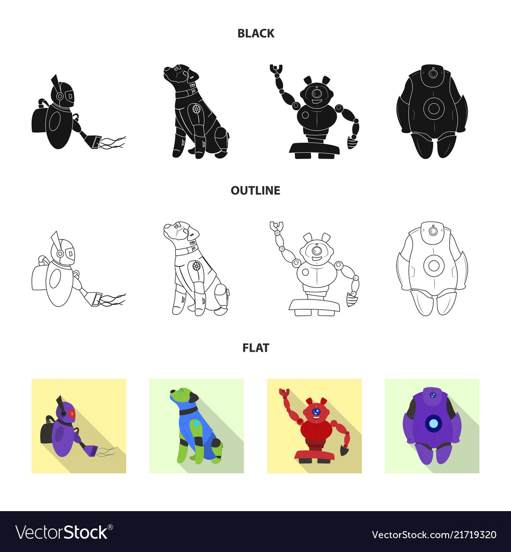 Design of robot and factory icon set vector image Design of robot and factory icon set