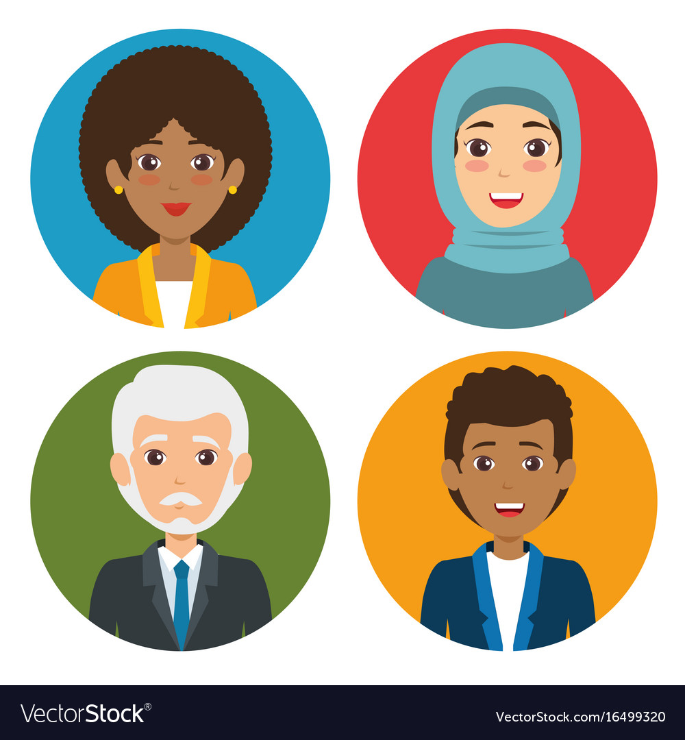 People Icons Set. Team Concept. Diverse business men avatar icons. Vector  illustration of flat design people characters. Stock Vector