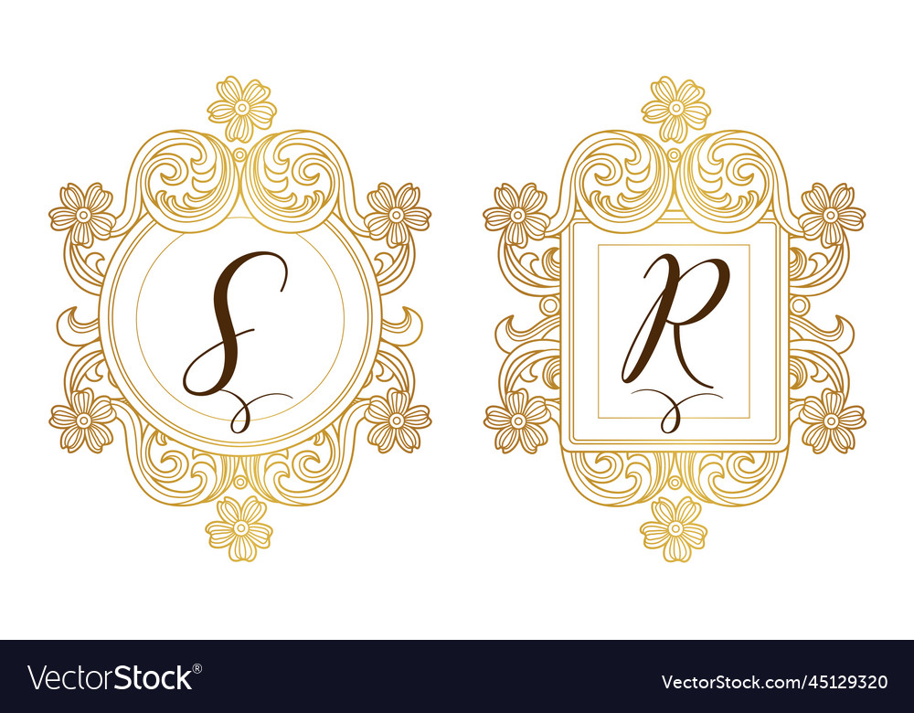 Golden elements monogram identity for design