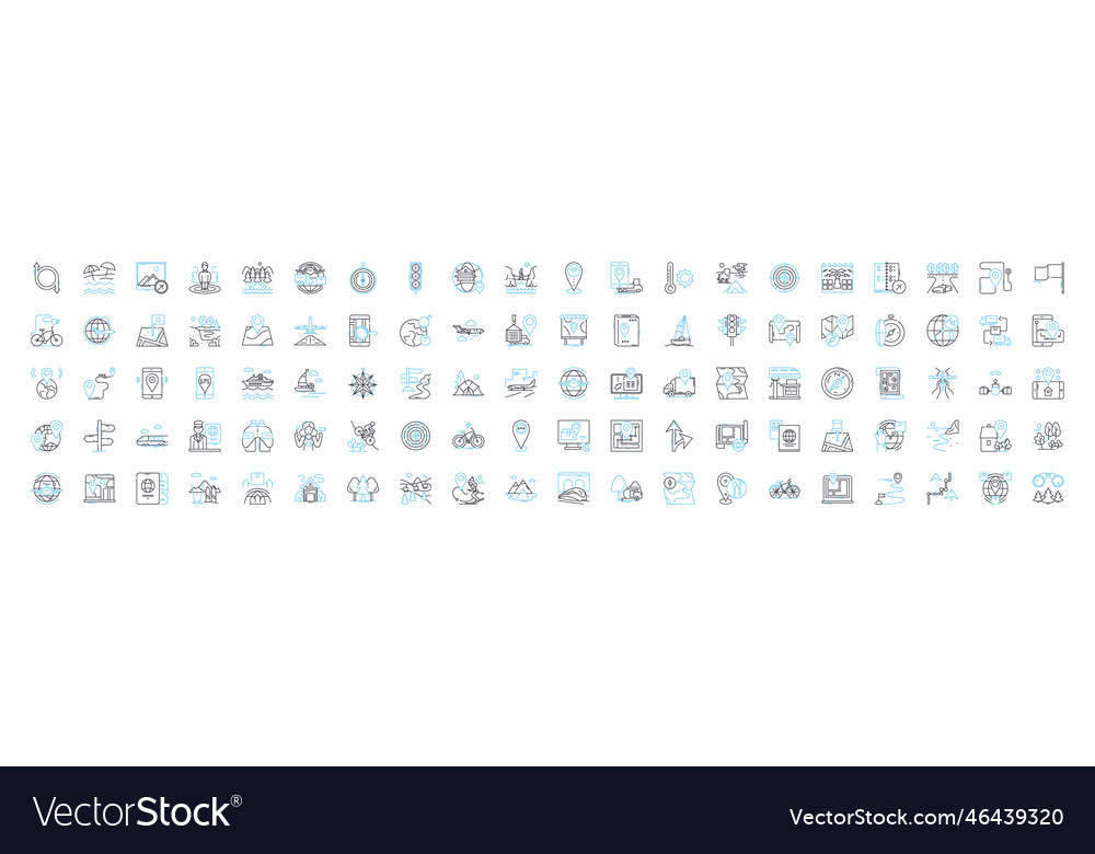 Gps navigation line icons set vector image Gps navigation line icons set