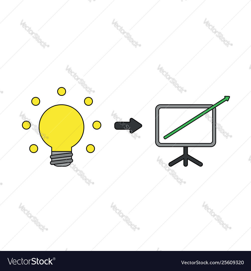 Icon concept light bulb with sales chart arrow