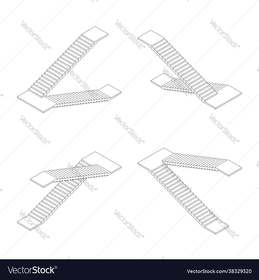 Isometric outline stairs plan