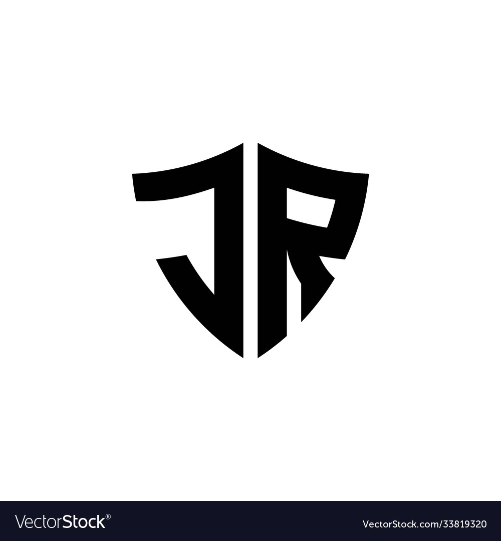 Jr monogram logo with shield shape design template