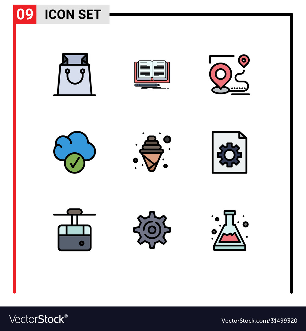 Modern Flat Color Icon Set - Ice, Route, Data