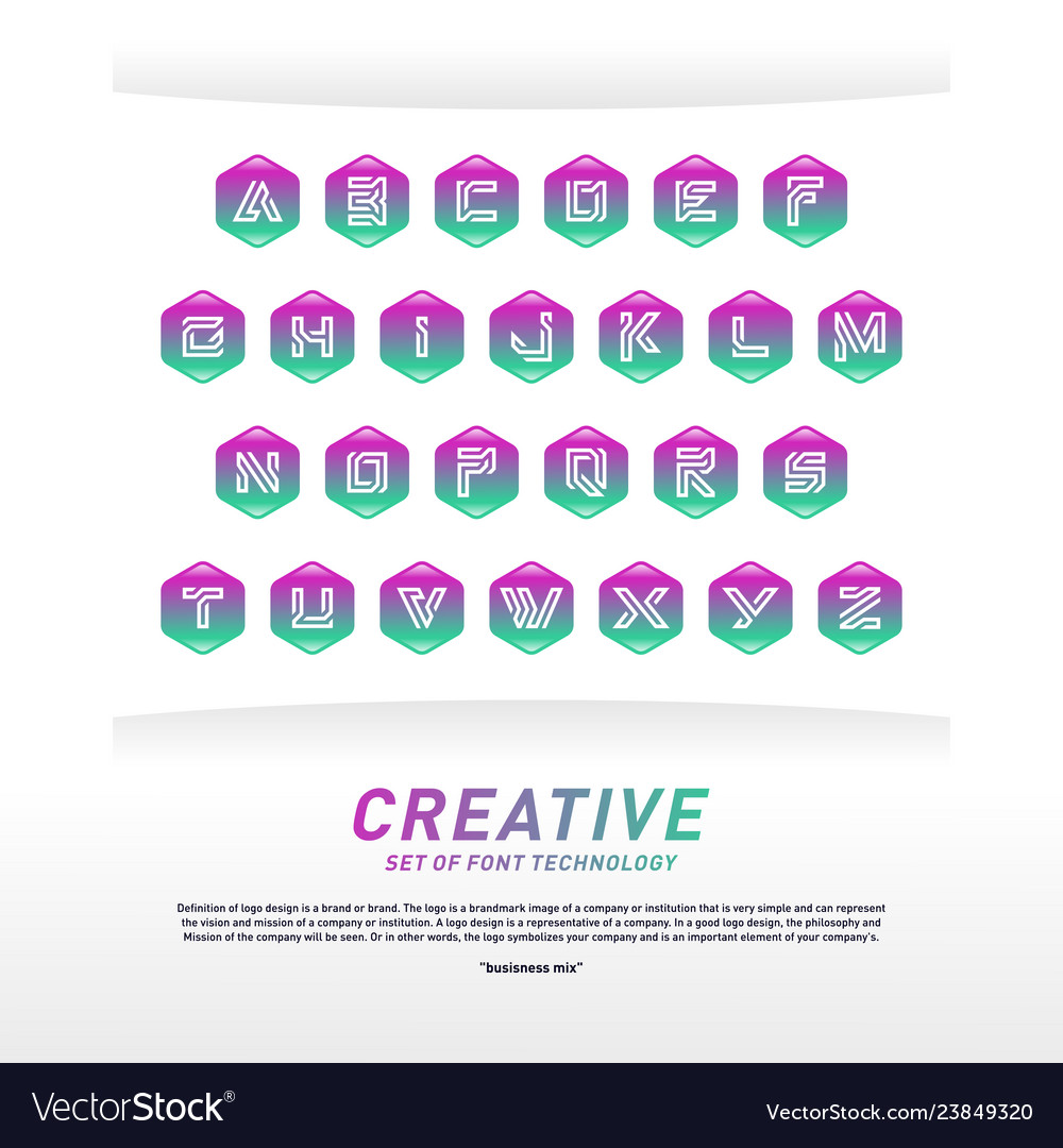 Modern font technology with hexagon and alphabet Vector Image Modern font technology with hexagon and alphabet