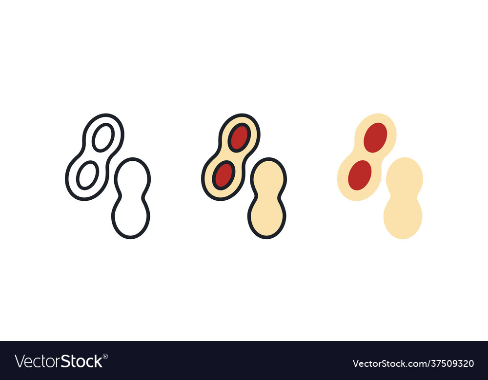 Peanut icon linear color flat icons nuts vector image Peanut icon linear color flat icons nuts