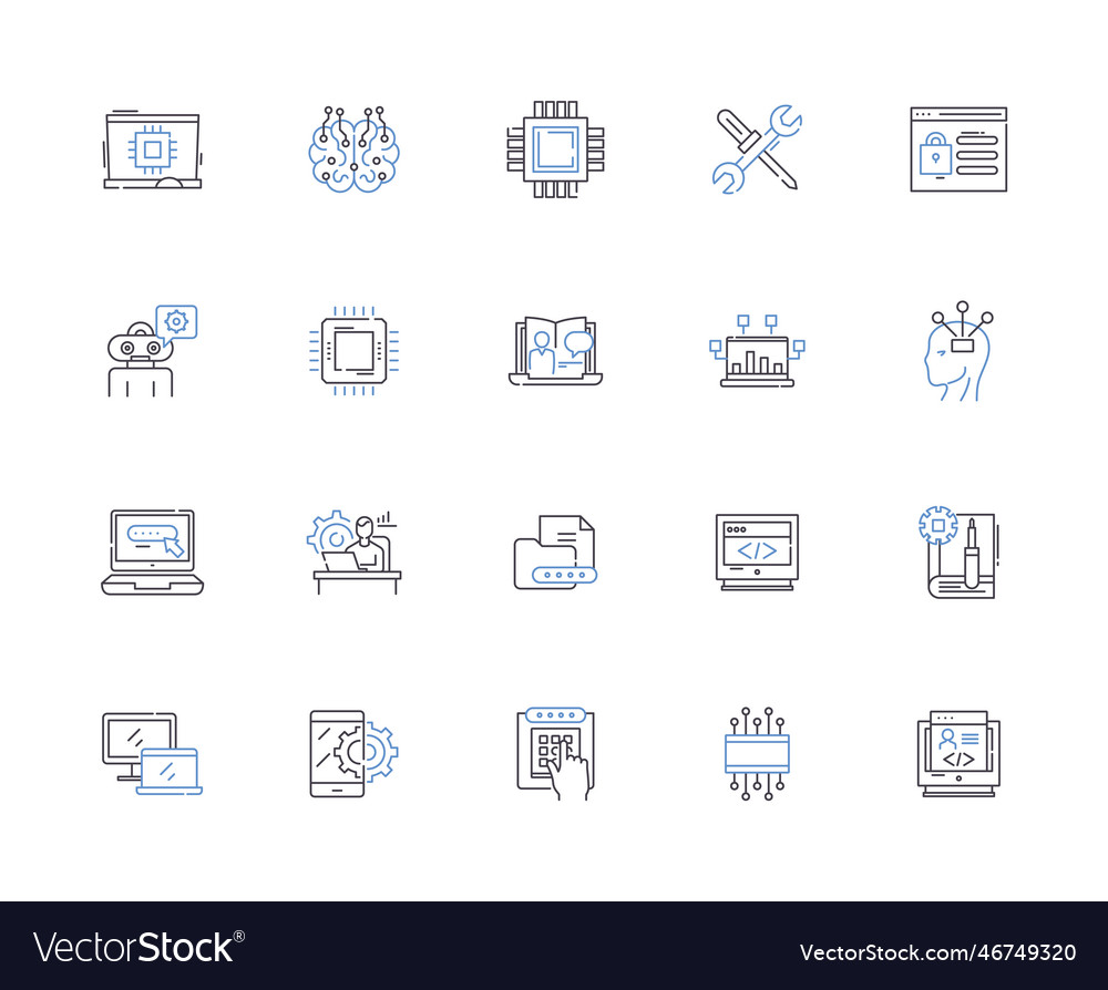 Programm outline icons collection program vector image Programm outline icons collection program