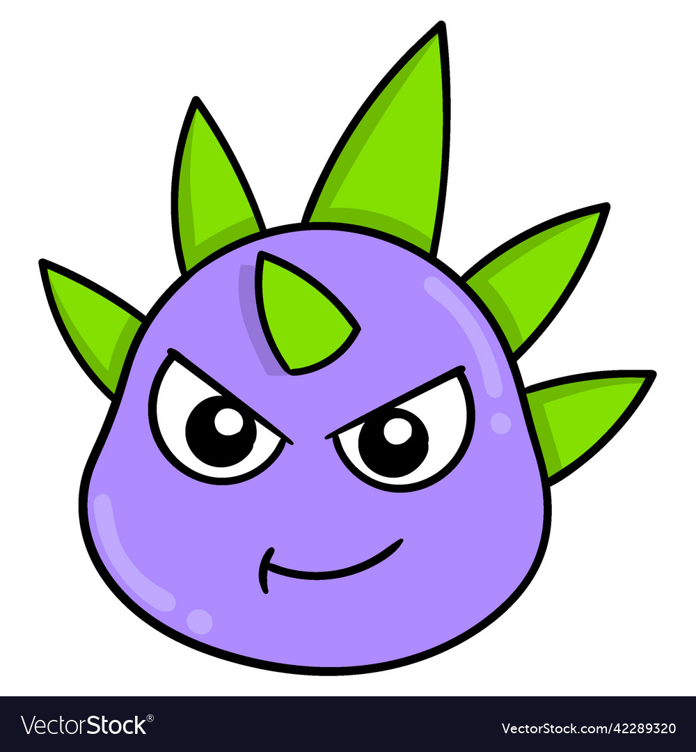 Purple monster with sharp thorns doodle icon