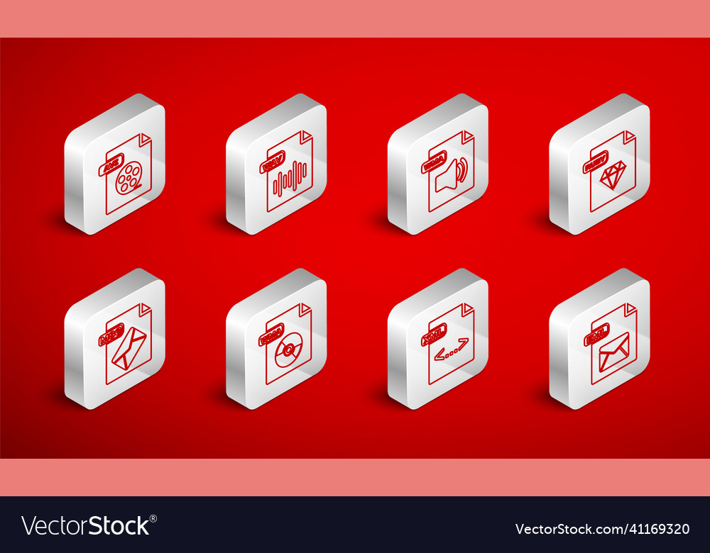 Set line eml file document wav wma ruby xml vector image Set line eml file document wav wma ruby xml