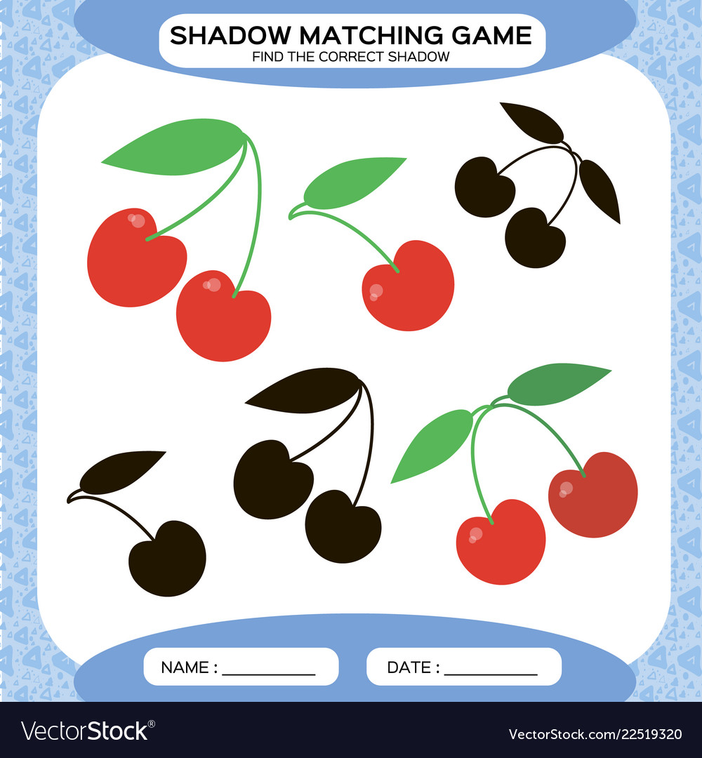 Shadow matching game find the correct shadows vector image Shadow matching game find the correct shadows