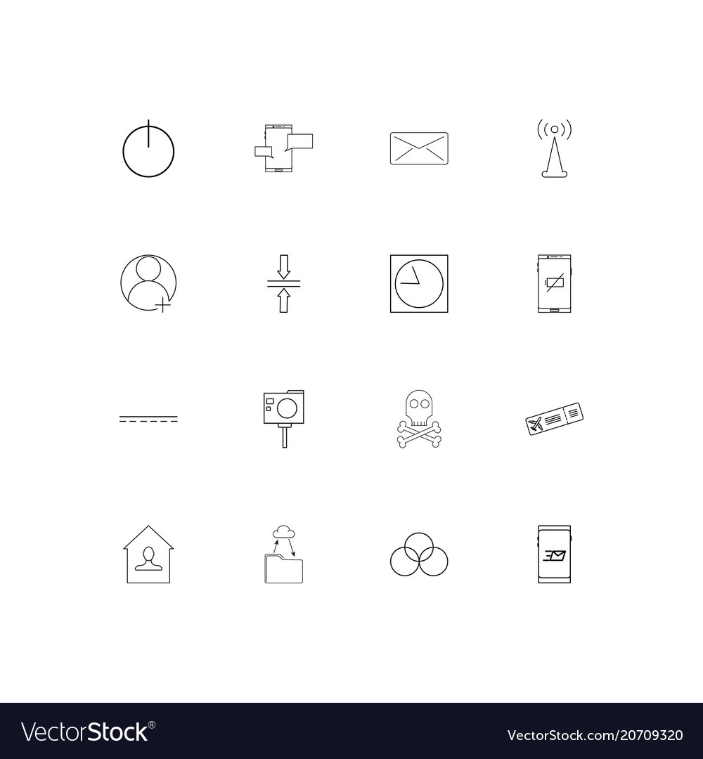 Signs and symbols simple linear icons set