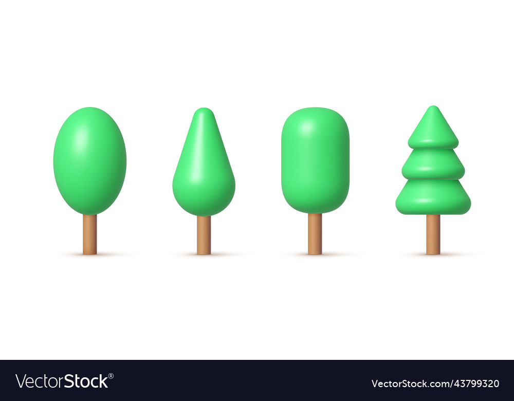 Tree 3d set on white background 3d vector image Tree 3d set on white background 3d