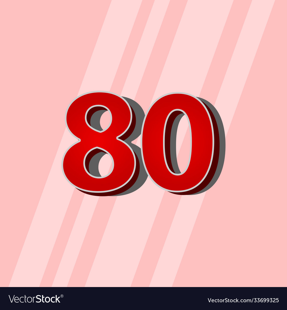 80 years anniversary red elegant number template