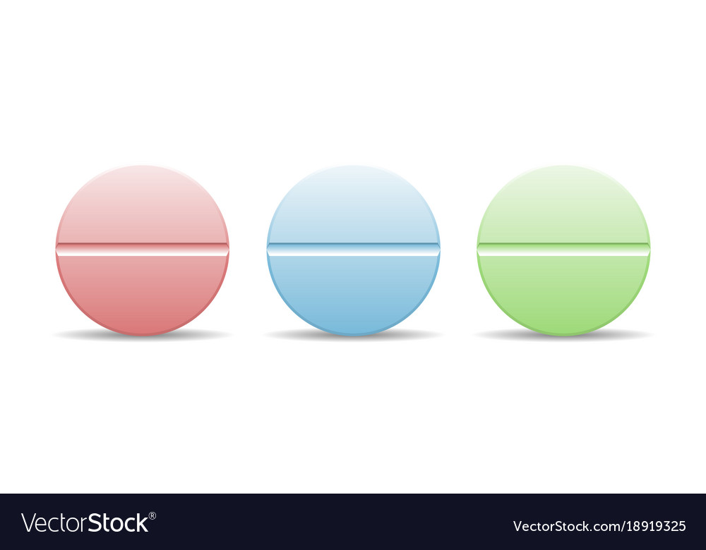 A set of colorful pills in round shape