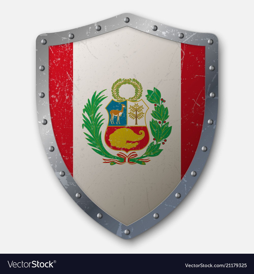 Antique Shield with Peruvian Flag