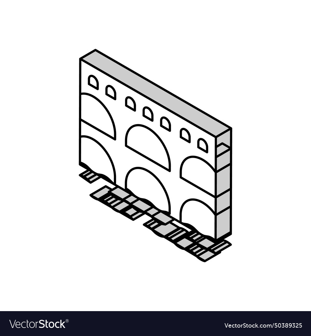 Aqueduct ancient rome construction isometric icon Vector Image