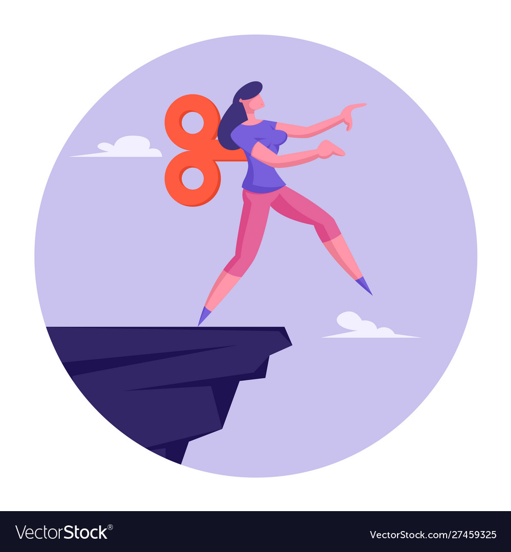 Controlled businesswoman walk off cliff because vector image Controlled businesswoman walk off cliff because
