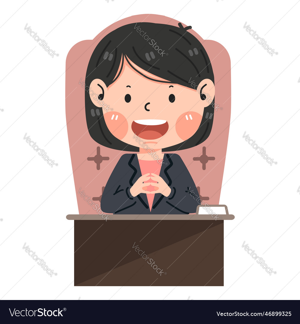 Cute female entrepreneur boss sitting in office