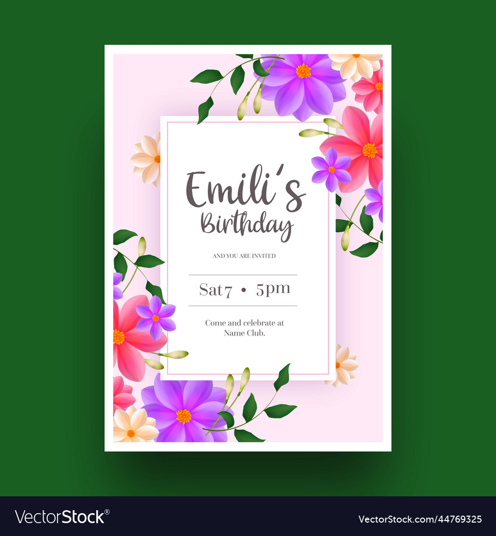 Elegant birthday invitation template flowers