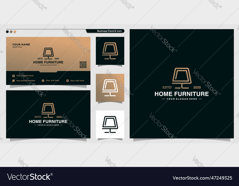 Furniture logo with line art style and business Vector Image