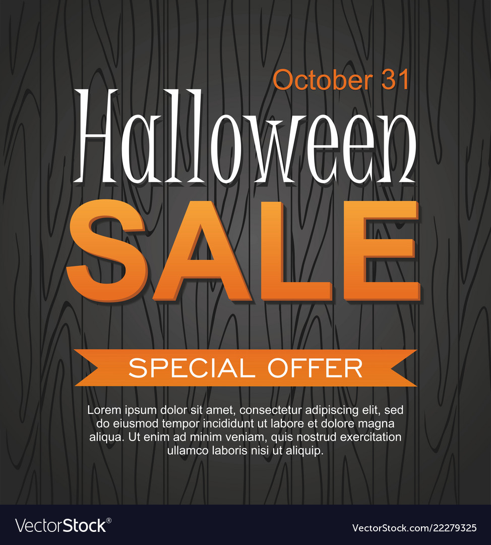 Halloween sale banner on wooden background