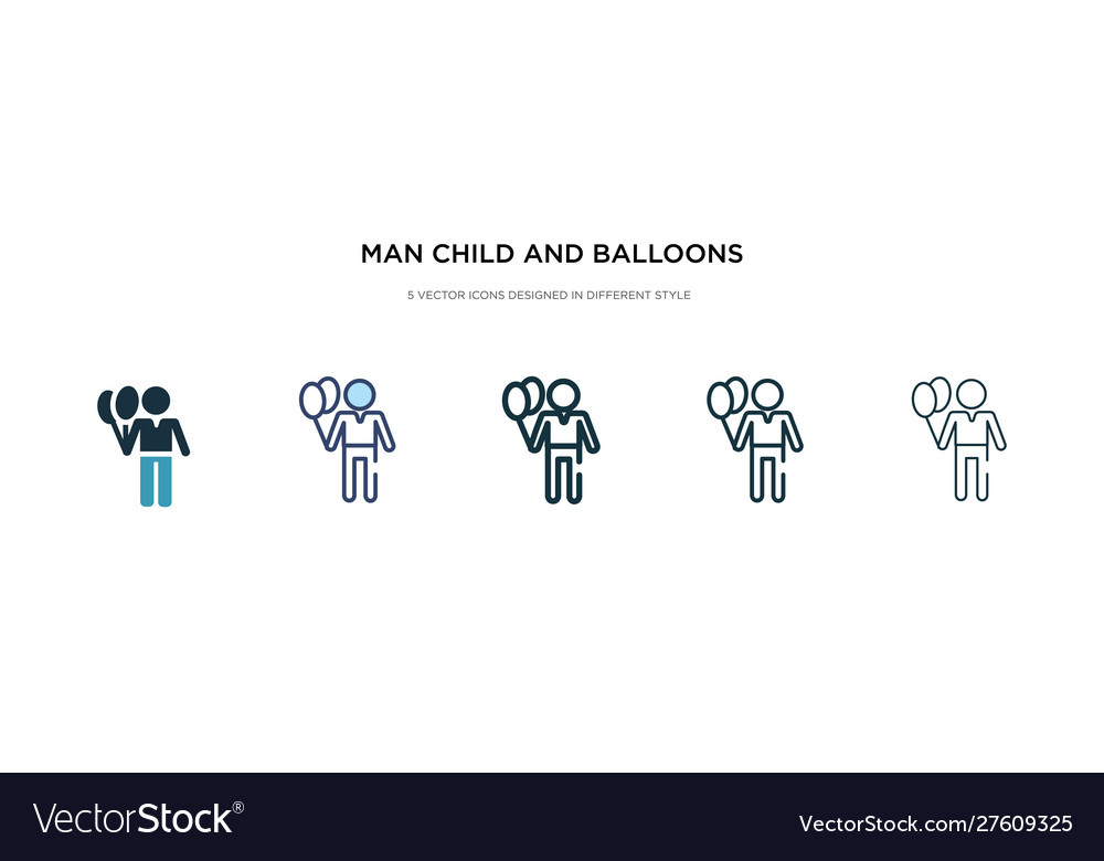Man child and balloons icon in different style vector image Man child and balloons icon in different style