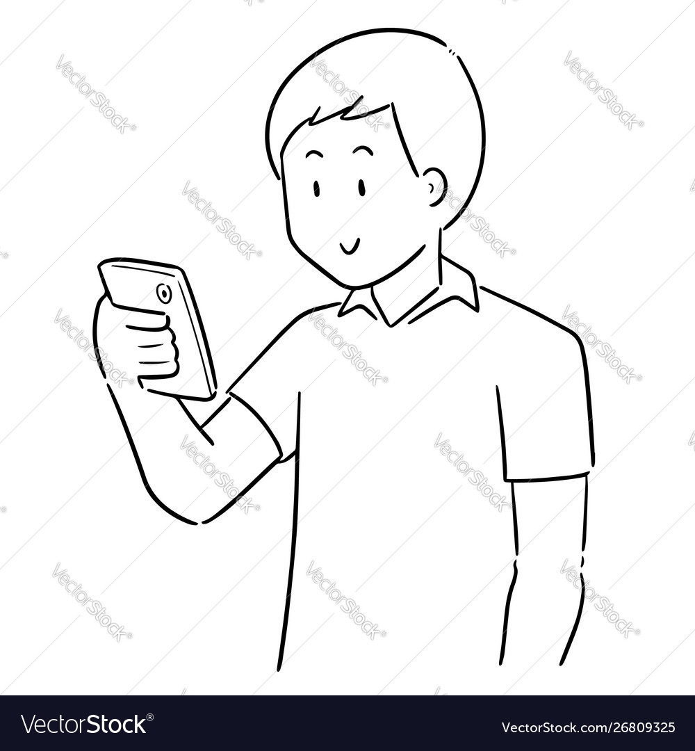 Man using smartphone vector image Man using smartphone