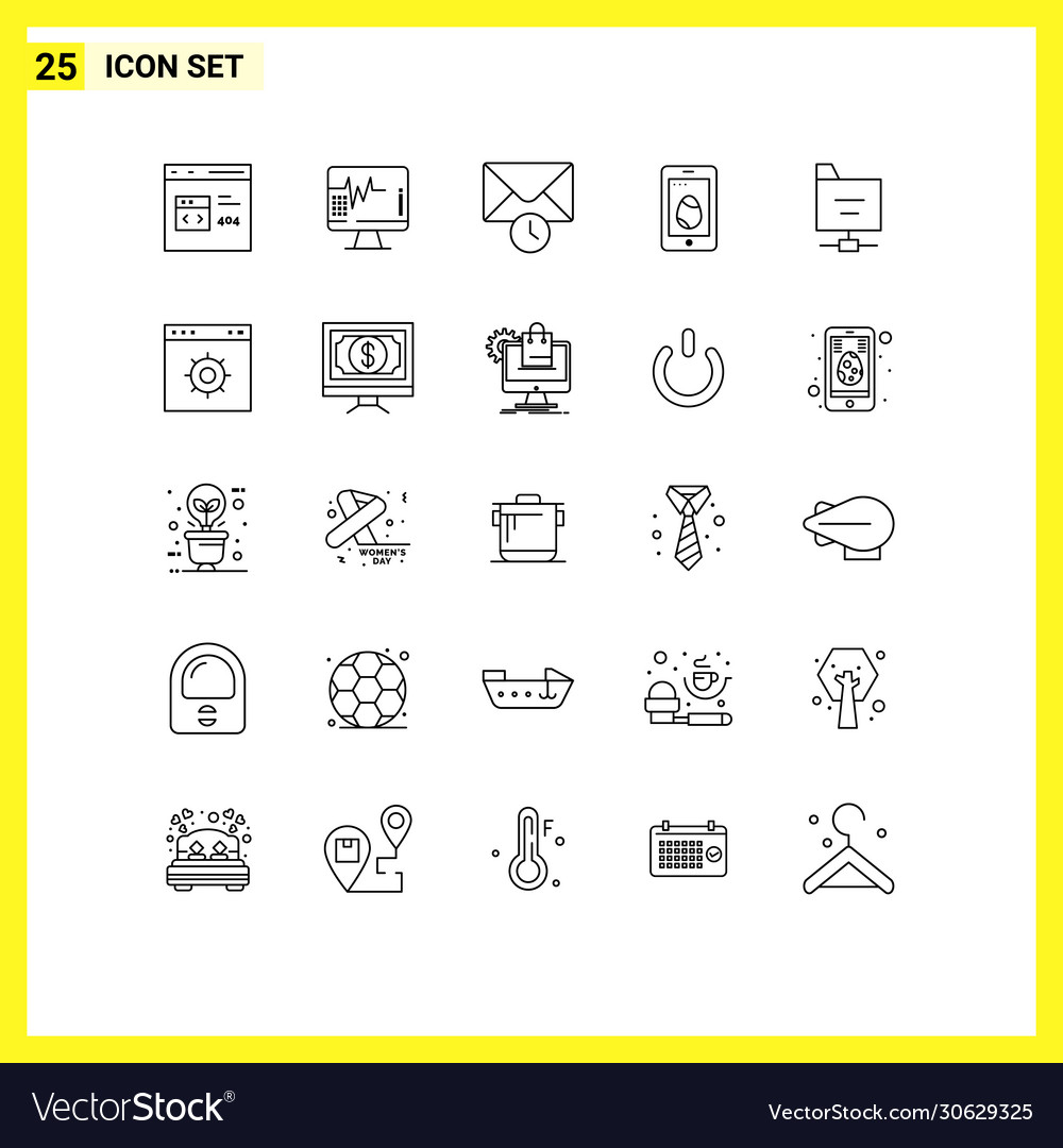 Modern set 25 lines and symbols such as folder