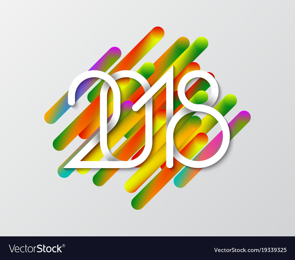 Plexus of white numbers 2018 on colorful