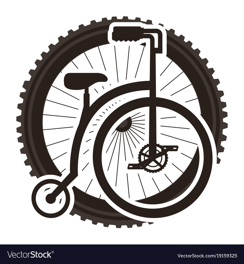 Retro bicycle with wheel Royalty Free Vector Image