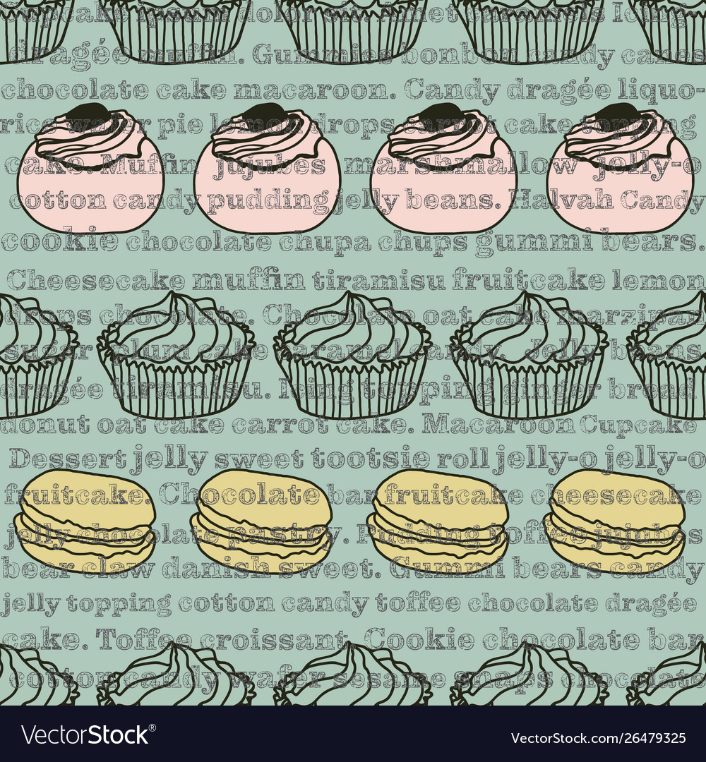 Retro cakes seamless pattern print background