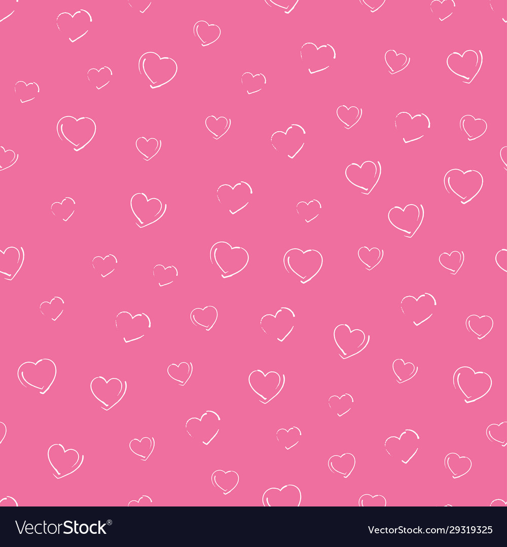 Seamless pattern hand-drawn white chalk hearts of Vector Image