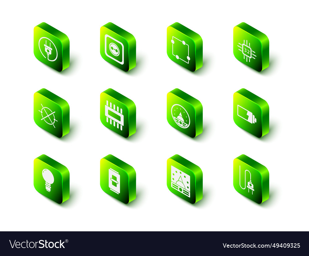Set electrical outlet circuit scheme processor vector image Set electrical outlet circuit scheme processor