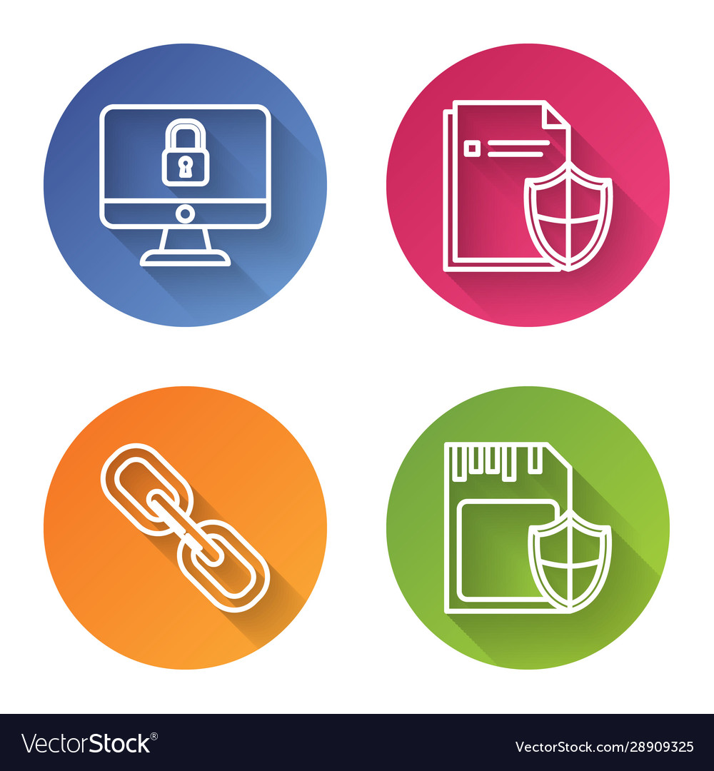 Set line lock on computer monitor screen document vector image Set line lock on computer monitor screen document