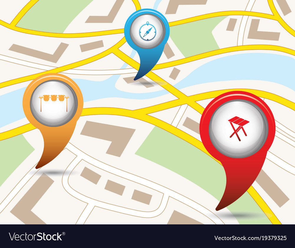Set of tourism service map pointers
