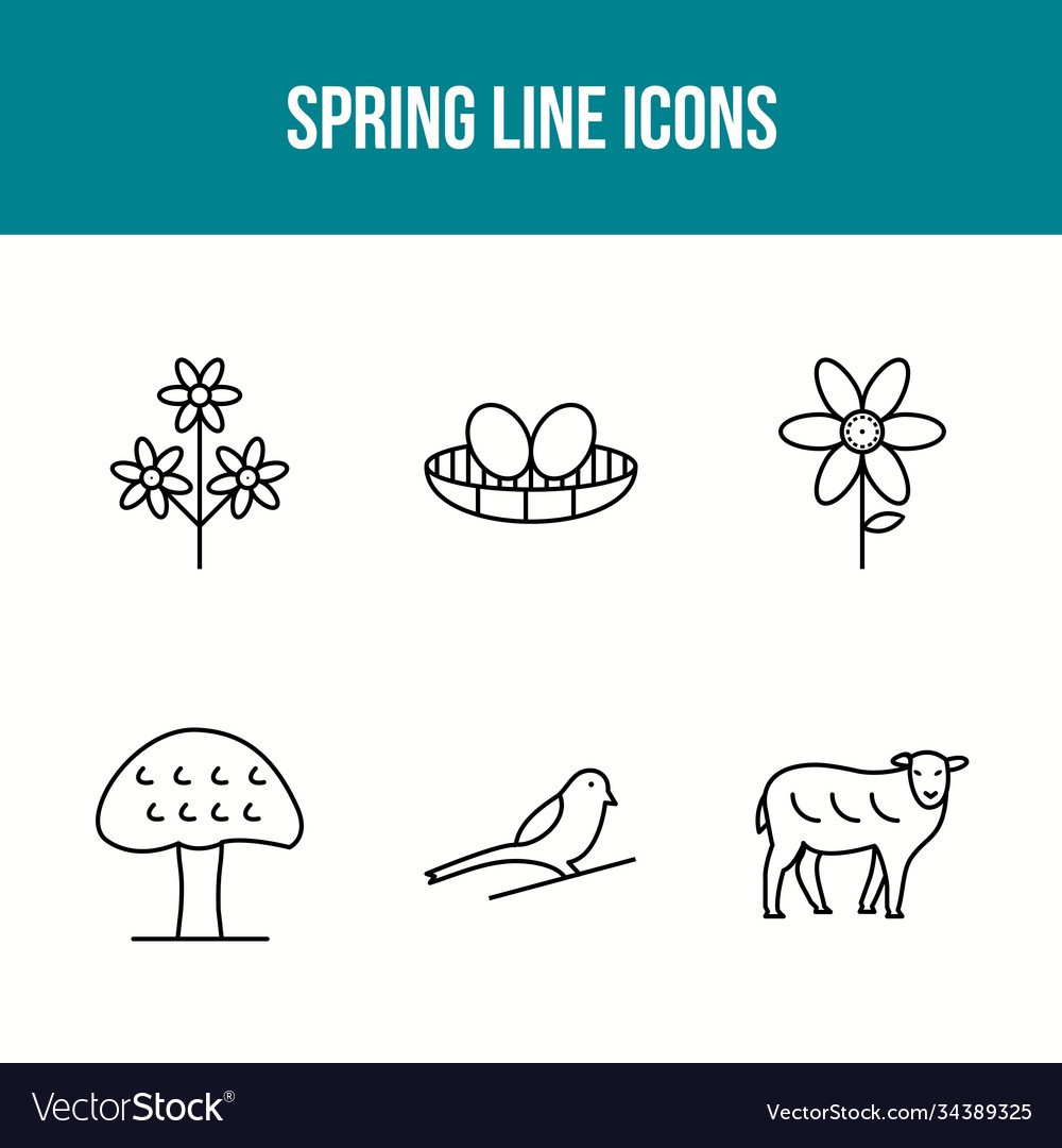 Spring line icon set