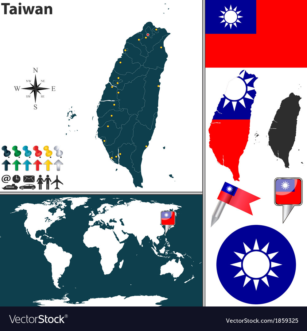 World Map Of China And Taiwan   Taiwan Map World Vector 1859325 