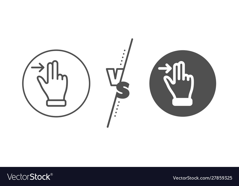 Touchscreen gesture line icon slide right arrow