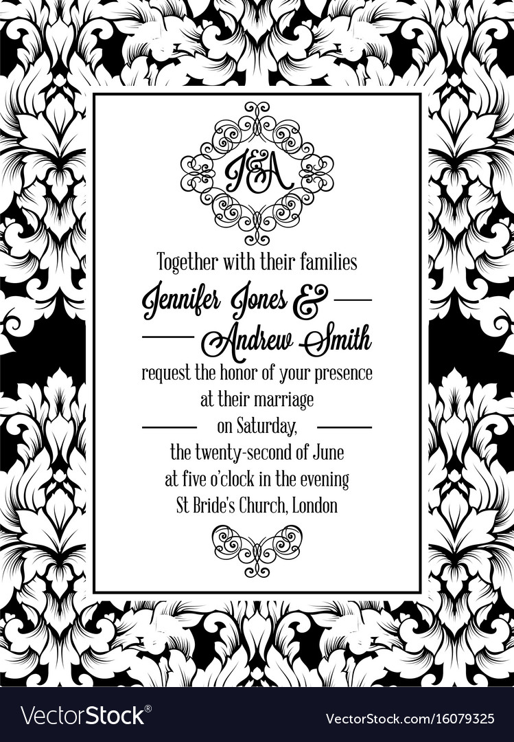 Vintage delicate formal invitation card Royalty Free Vector