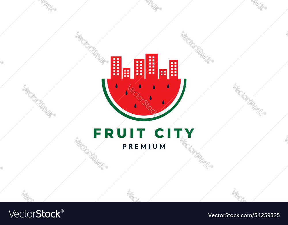 Watermelon with city building logo design