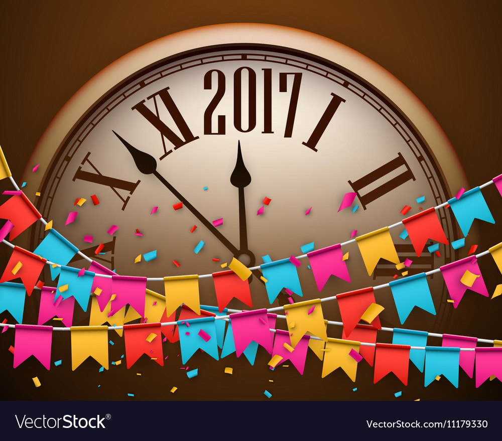 2017 new year background with clock