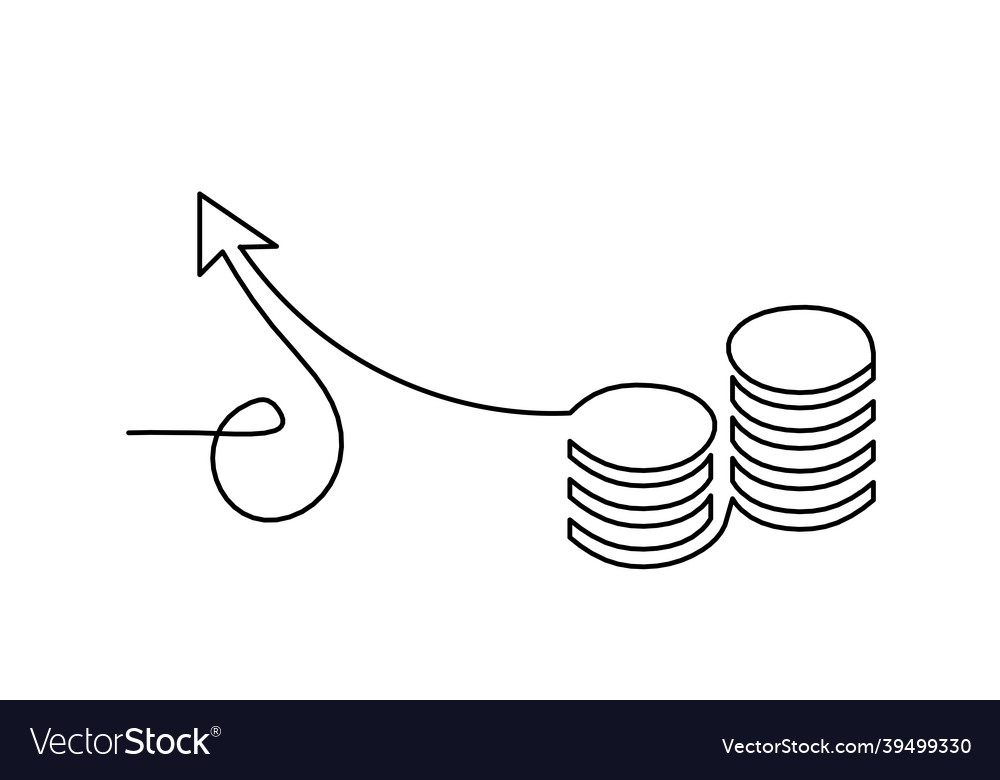 Abstract coins and arrow as continuous lines Vector Image Abstract coins and arrow as continuous lines