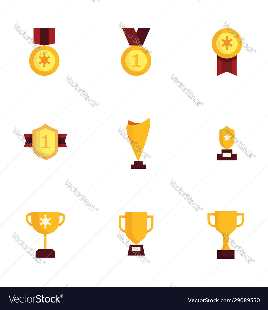 Auszeichnung und Trophäe Icons flaches Design vector image Auszeichnung und Trophäe Icons flaches Design
