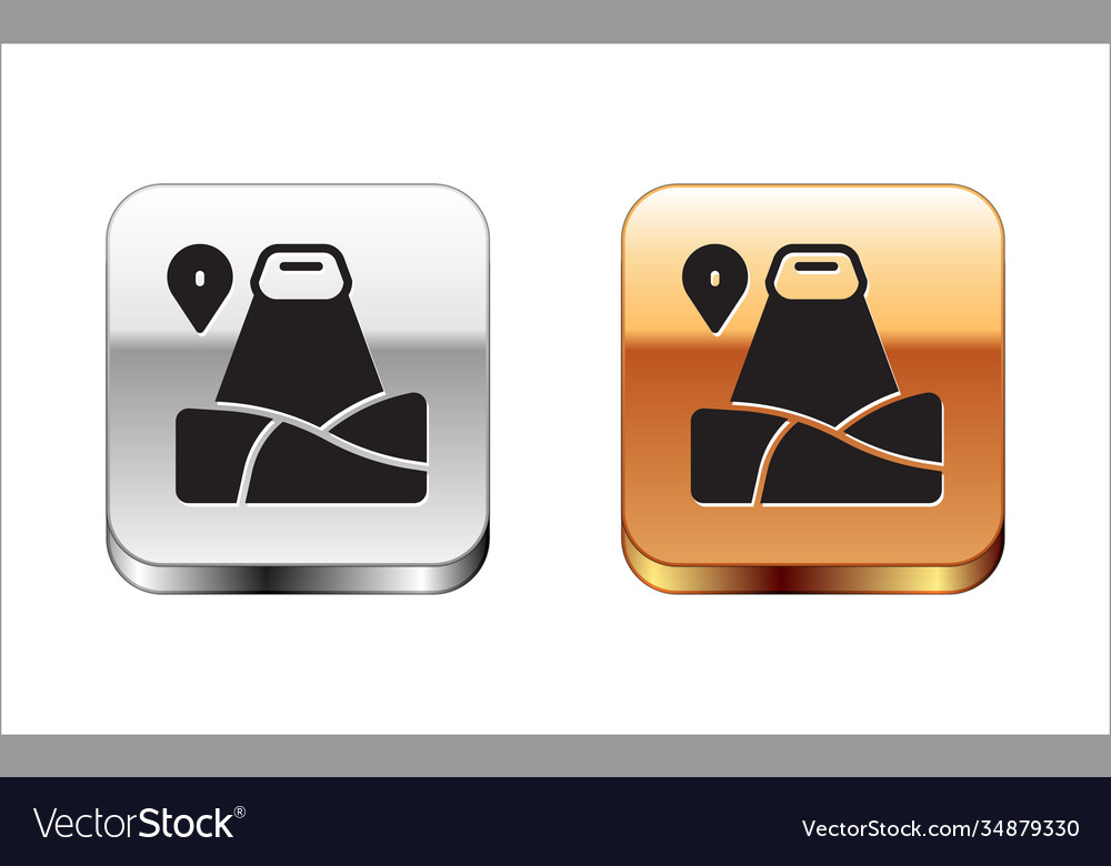 Black map pointer with mountain icon isolated vector image Black map pointer with mountain icon isolated