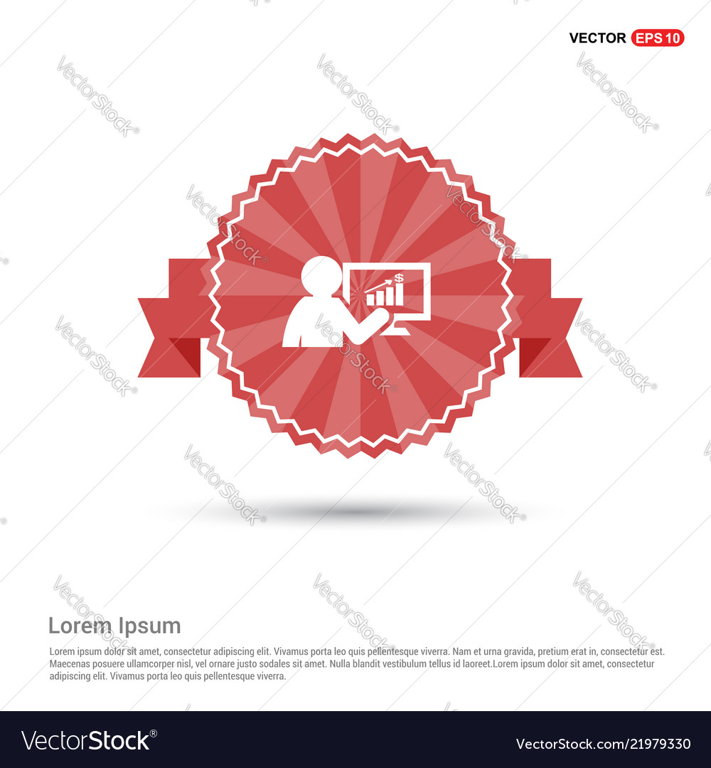 Business graph icon - red ribbon banner