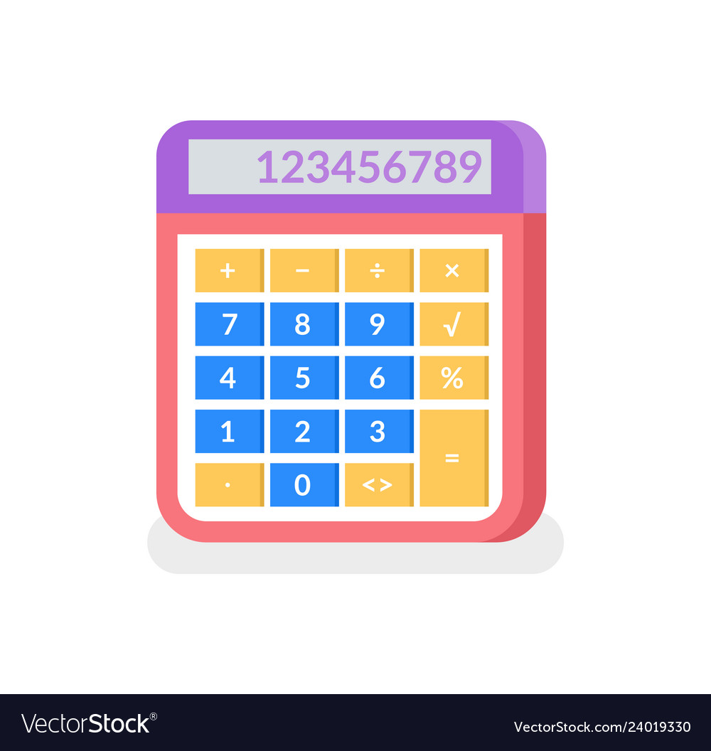 Calculator with numbers and solving isolated icon vector image Calculator with numbers and solving isolated icon