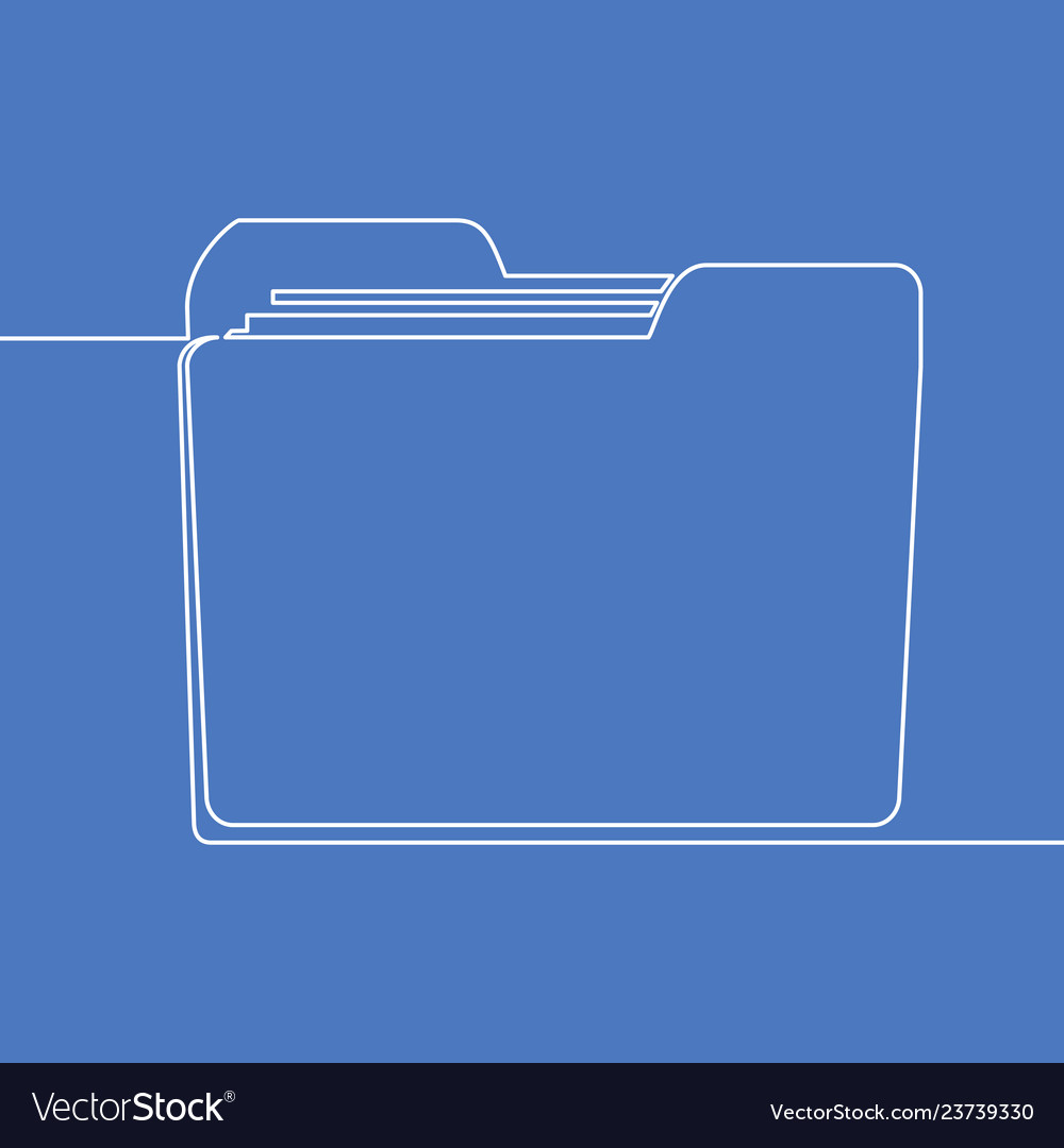 Continuous line drawing folder icon concept