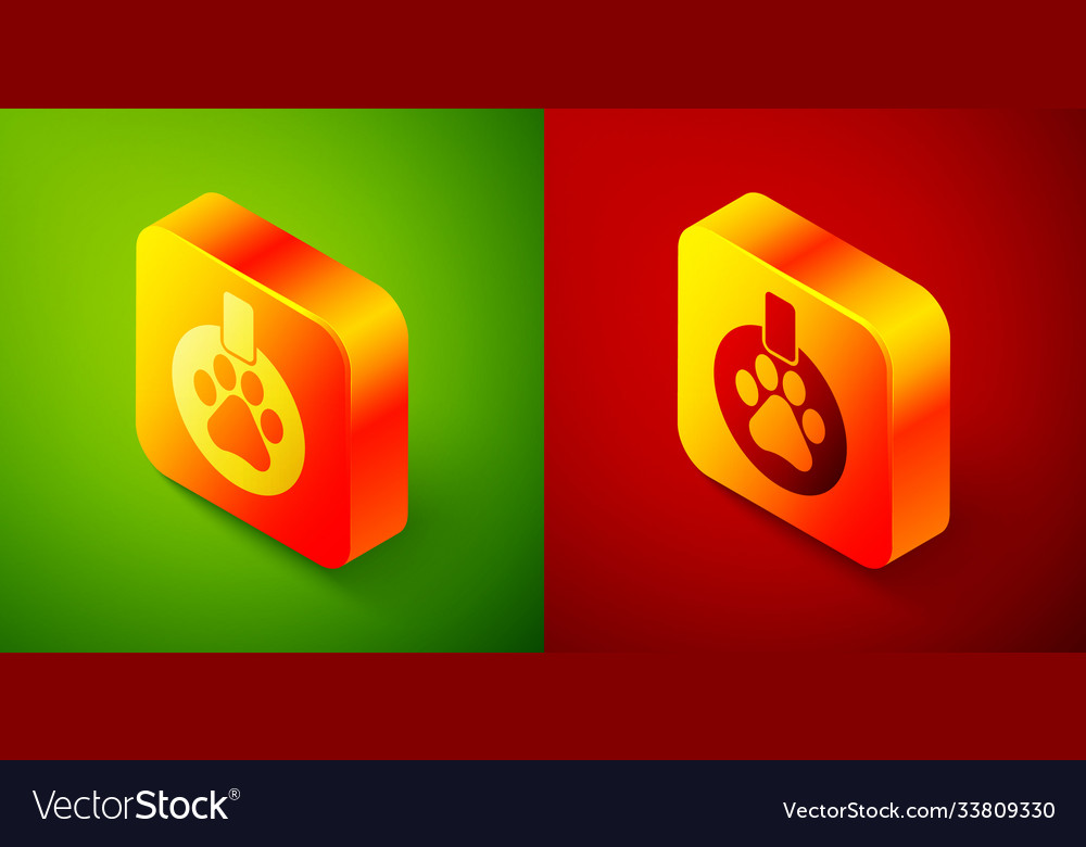 Isometric collar with name tag icon isolated